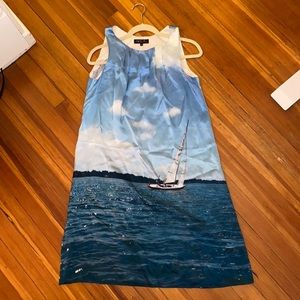 Agnes B. Silk Sailboat Print Shift Dress